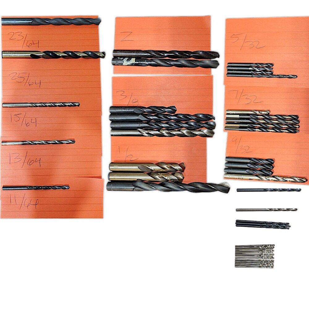 40+ Lot HSS HS Drill Bits High Speed Steel Mix Size Black Oxide Silver New Used